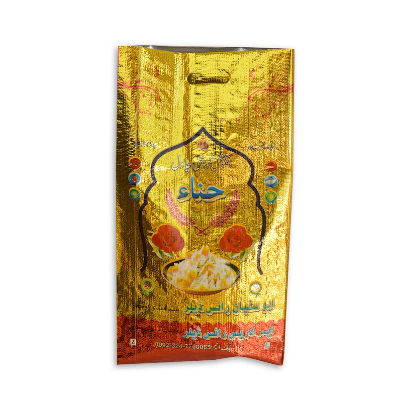 Custom pp woven laminated foil film pp woven rice bag 10kg