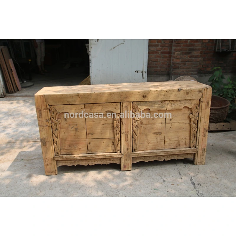 Chinese Antique Natural Wood Cabinte Furniture Carved Cabinet Old Pine Made Chinese Antique Furniture