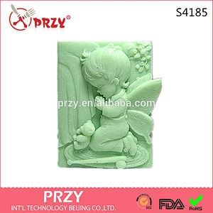 S4185 PRZY 2D Silicone Soap Mold Now I Lay Me Down to Sleep Boy Fairy