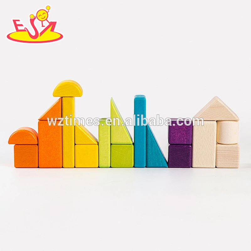2018 Wholesale preschool wooden kids building blocks construction toys W13A131