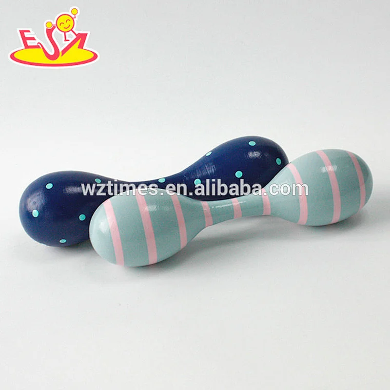Wholesale custom euro style double heads wooden shaking maracas W07I129