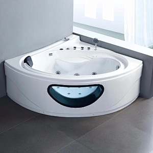 Foshan factory one person tempered glass hot tub corner bathtub