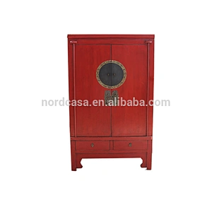Red or Black chinese wedding tall antique cabinet in reclaimed wood with antique style chinese wardrobes of antique furniture