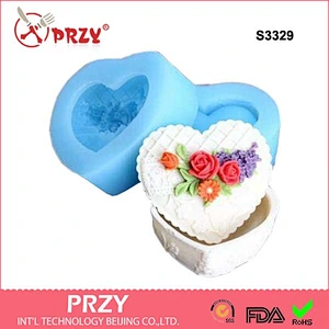 S3329 heart shape box silicone moulds for making soap makeup box silicone soap moulds for handmade soap