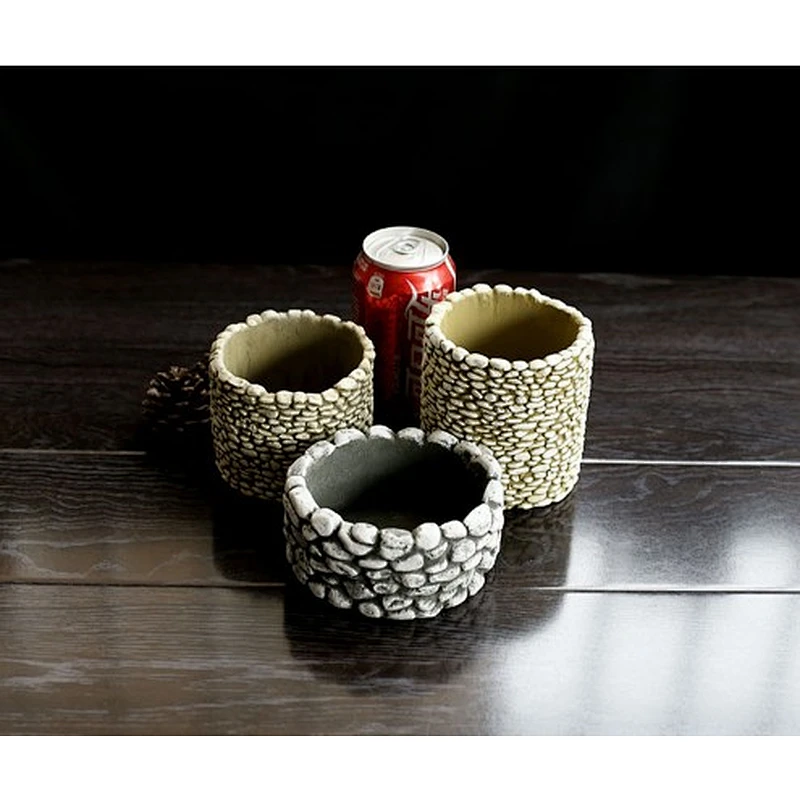 3D VASE stone shape planter flower pots concrete silicone mold for concrete making home crafts decorate