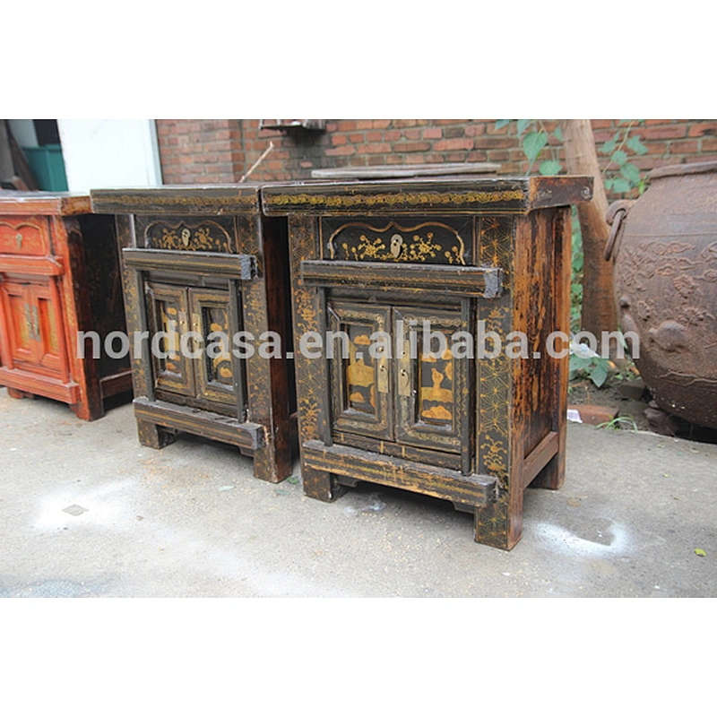 bedroom old cabinet chinese antique small cabinet red&black