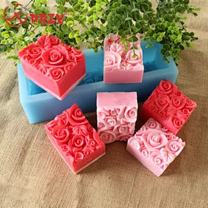 Valentine's Day Rose toast Soap moulds silicone Rectangle Loaf Silicone rose soap Molds