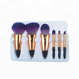 Wholesale 6pcs beauty makeup brushes soft purple hair portable foundation makeup brush sets