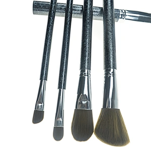 High quality 5pcs electroplate plastic handle powder foundation concealer eyeshadow face makeup brush set