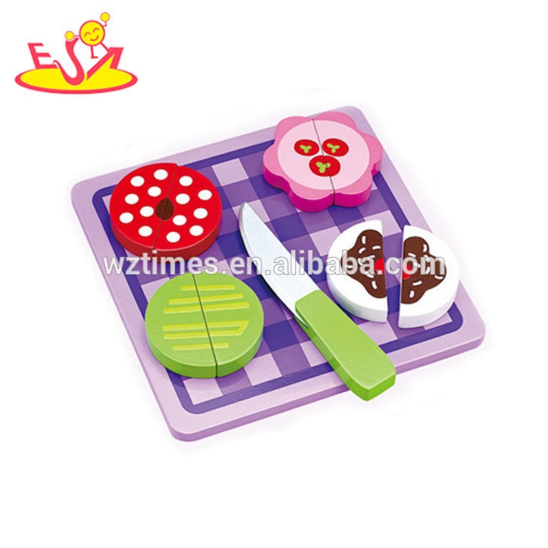 Wholesale best selling wooden cutting food toy high quality kids wooden cutting food toy W10B060