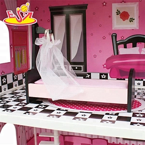 Nuevos productos 2018 preciosos kits de casa de muñecas de madera para niñas W06A251B