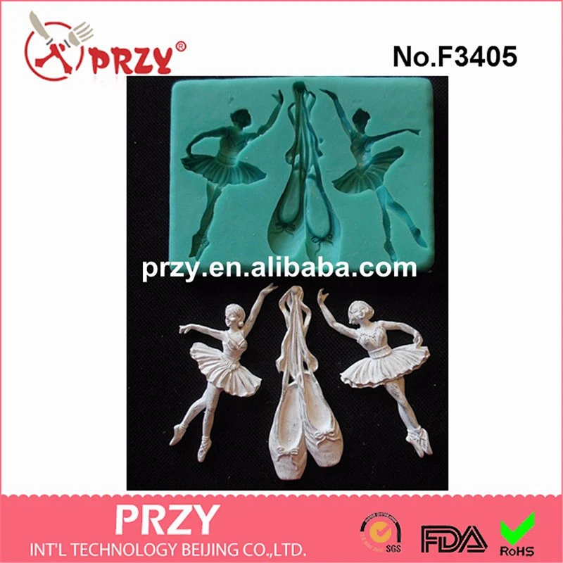 F3405 PRZY ballet girl Silicone fondant mold ballet shose cake decorating fondant silicone mold