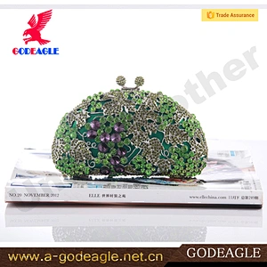 Crystal Material and Clutch Style green stone clutch purse