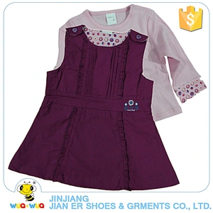 Fashion style kids cotton soft long sleeve and vest skirt girl clothes set