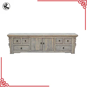 wholesale rustic reclaimed solid wood pine tv console furniture