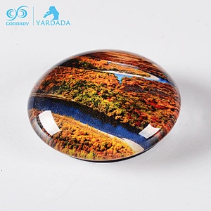 Custom Unique Halftone Paper Circular Crystal Glass Fridge Magnet