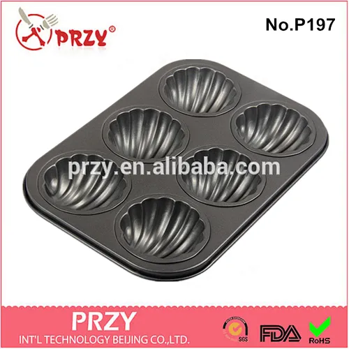 P197 High quality 6 cavity shell shaped cake baking pans
