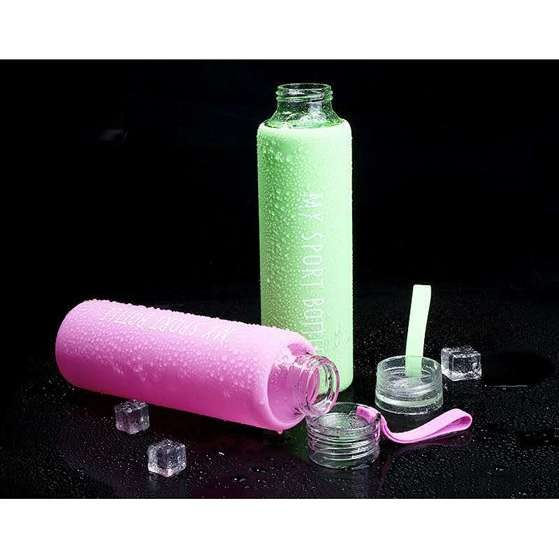 550 ml Eco-Friendly High Quality Customized Logo Color Borosilicate Glass Water Bottle