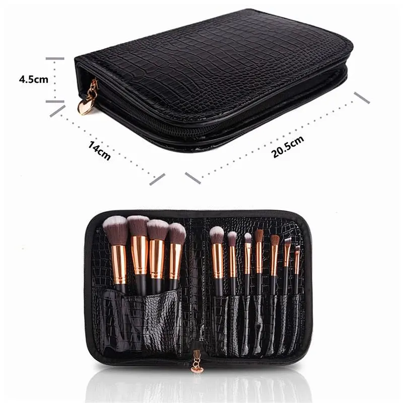 Professional 11pcs makeup brushes Pu bag pack Travel Rose Gold private label Makeup Brush Set