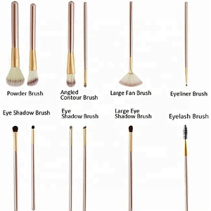 Customized Logo Personalized 12pcs Makeup Brush Set With PU Makeup Bag