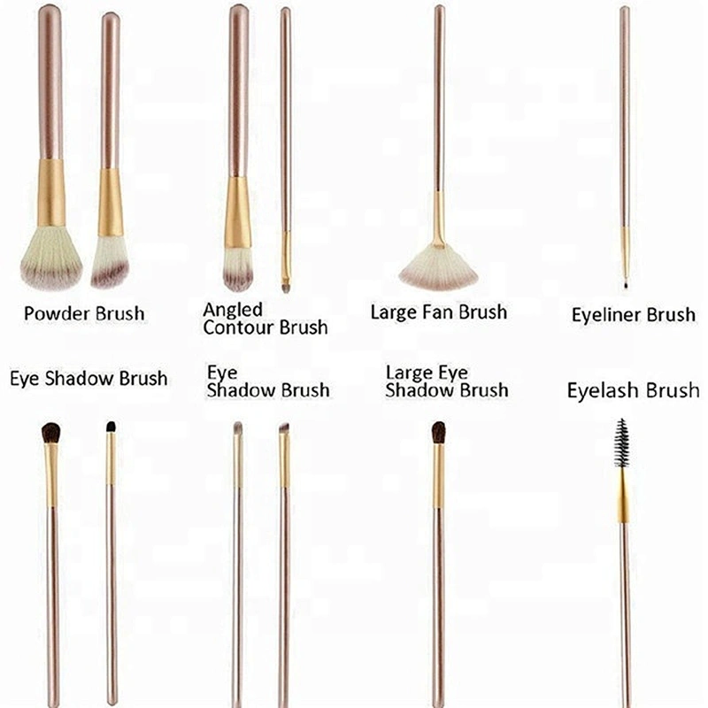 Customized Logo Personalized 12pcs Makeup Brush Set With PU Makeup Bag