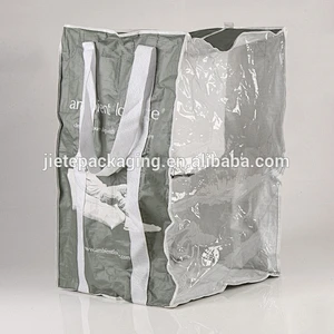 customized plastic pp woven foldable shoppign bag with PE transparent material film
