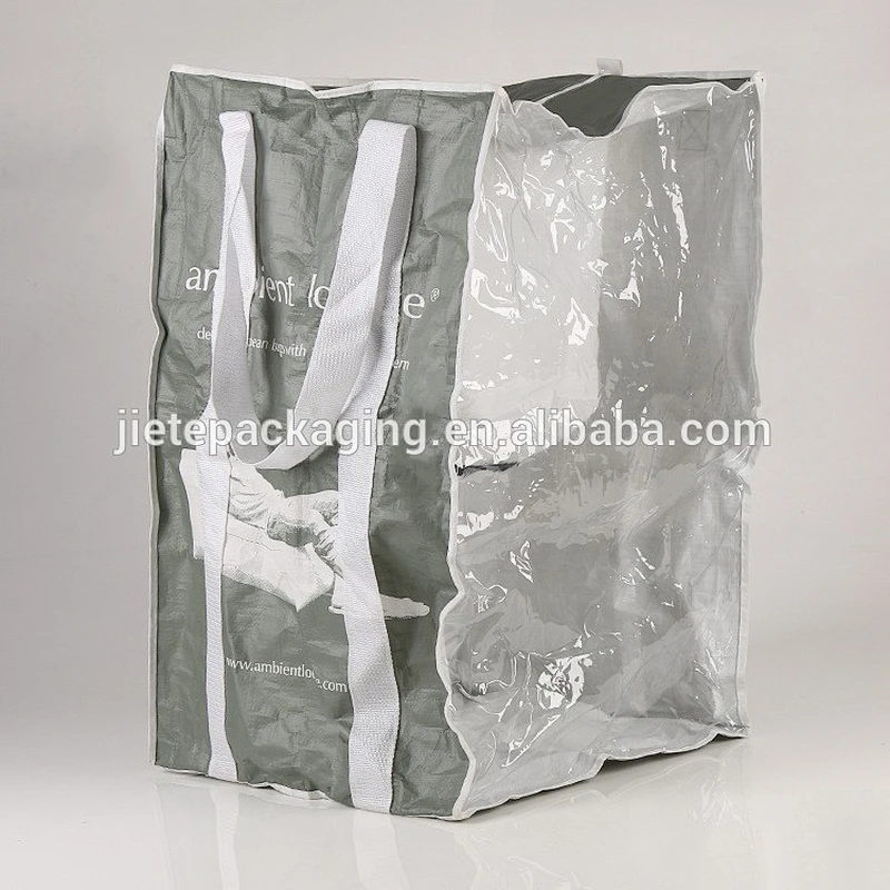 customized plastic pp woven foldable shoppign bag with PE transparent material film