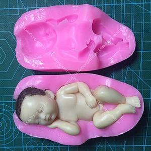 Lovely 3D Baby mold Soap fondant cake  mould Sleeping baby Candle silicone molds