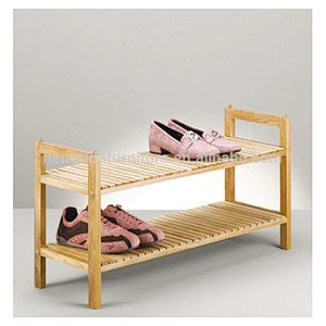 cute strip 2 tier solid walnut wood storage shoe racks