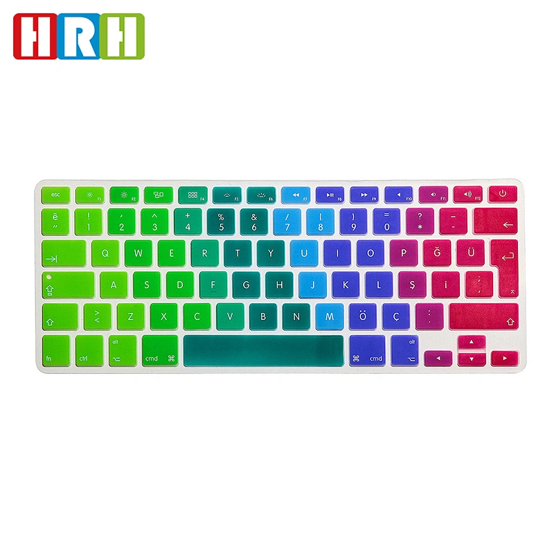 Waterproof Colored Silicone laptop turkish keyboard Skin keyboard protector for Macbook Air 13