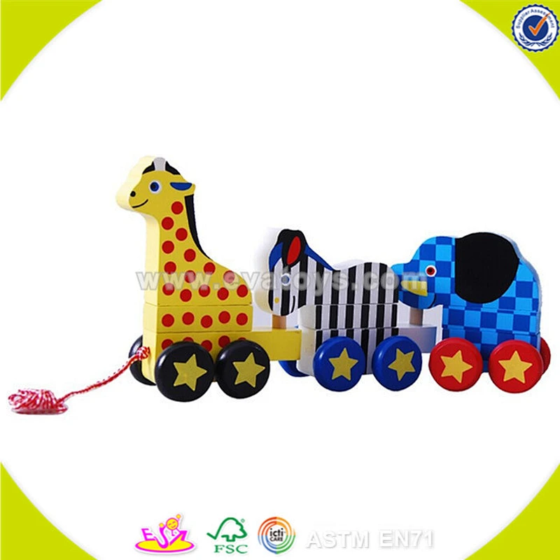 Wholesale lovely wooden drag toy cute wooden drag hen and chicks toy toddler wooden drag toy for fun W05B097