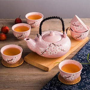 Handmade Ceramic Tea Set Popular Home Used Porcelain Tea Pot Cup Set Customized Logo Door Gifts