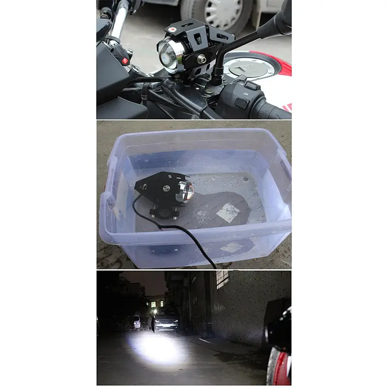 Motorcycle Headlights U7 Fog Light Spot Lamp 10W Black with high/low beam ,flashing/strobe