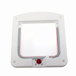 Plastic Safe Flap Door 4 Way Lockable Gate for Pet Animal Dog Cat-White Popular