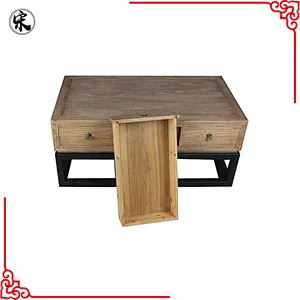 wholesale vintage industrial rustic reclaimed wood furniture, iron leg coffee table