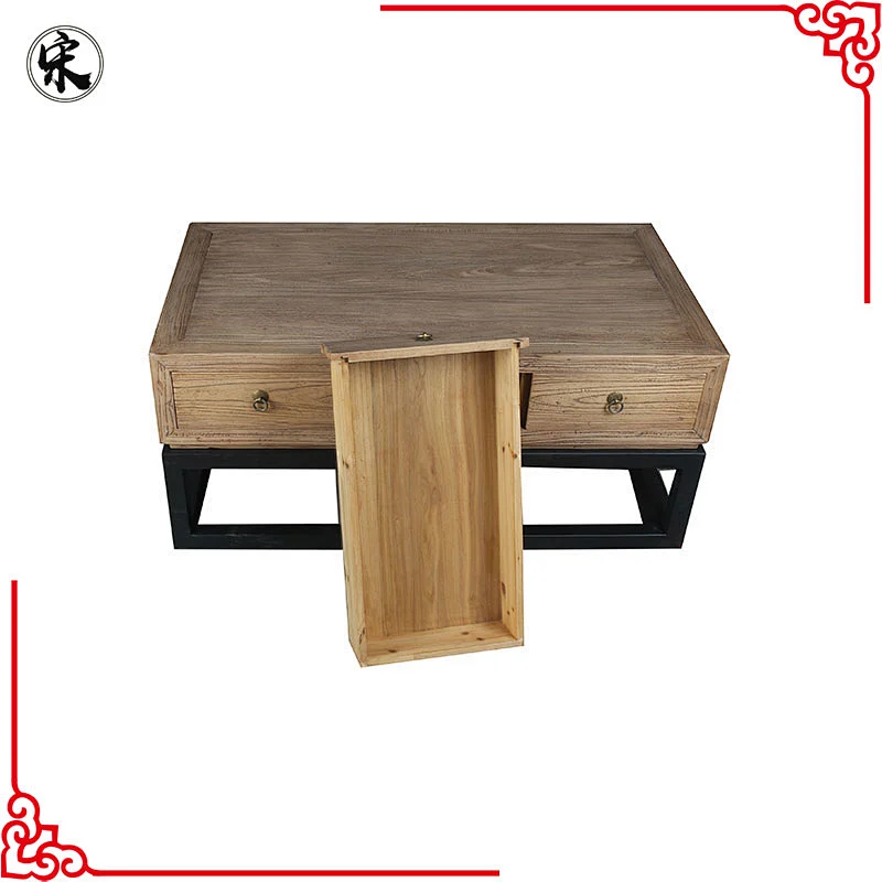 wholesale vintage industrial rustic reclaimed wood furniture, iron leg coffee table