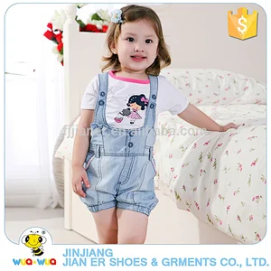 Wholesale boutique baby girls outfits suspenders shorts suit