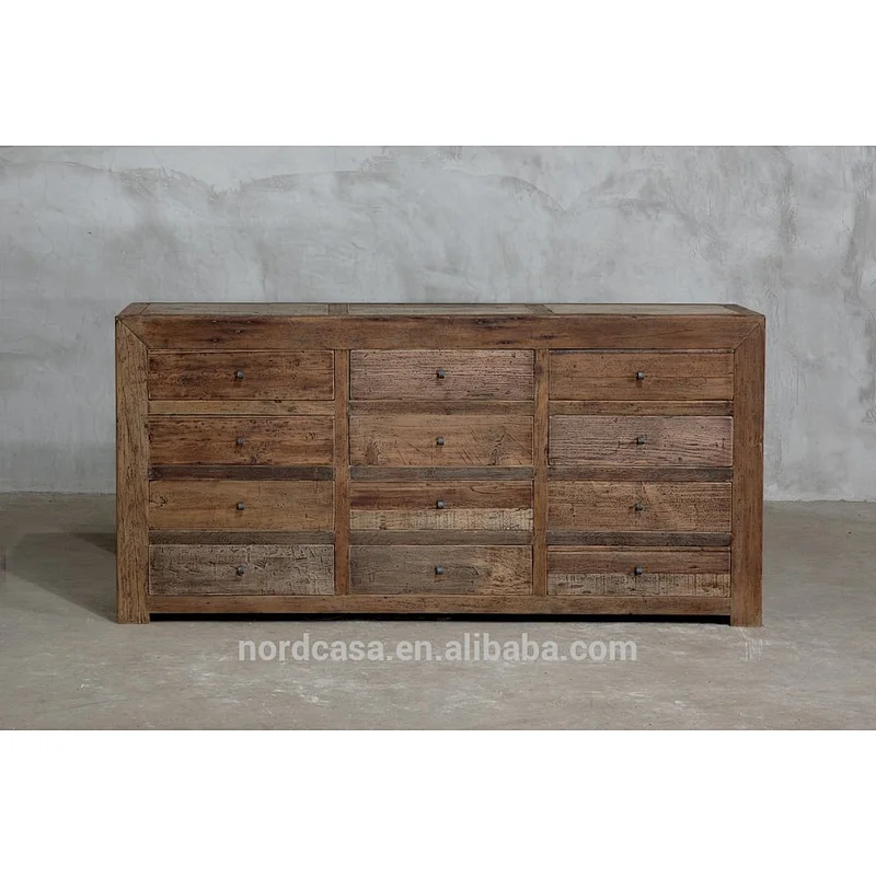 Multi drawer buffet in reclaimed elm