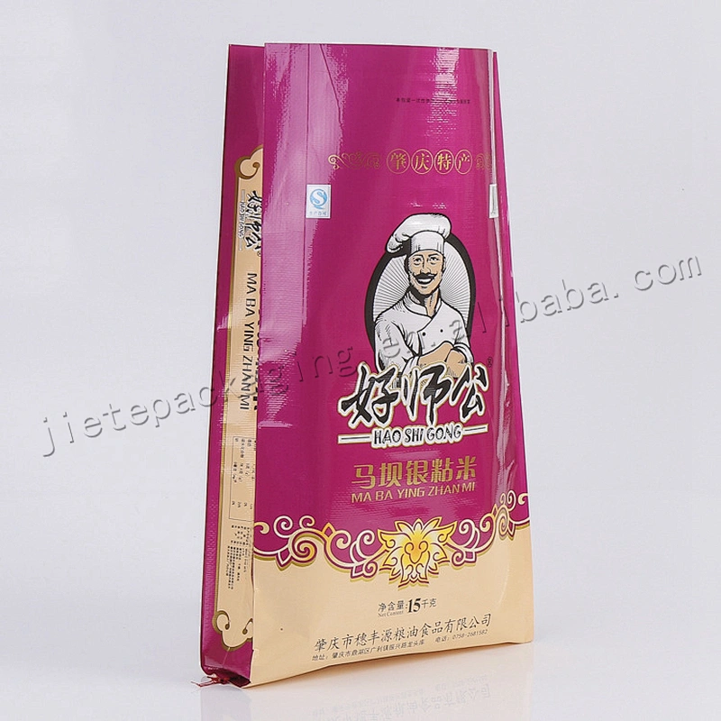 Customized red 15kg laminated plastic virgin pp woven rice bag size 40*70cm