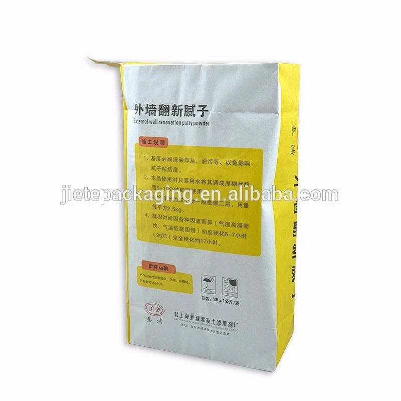 Custom order cement, tile adhesive Industrial use block-bottom kraft paper valve bags