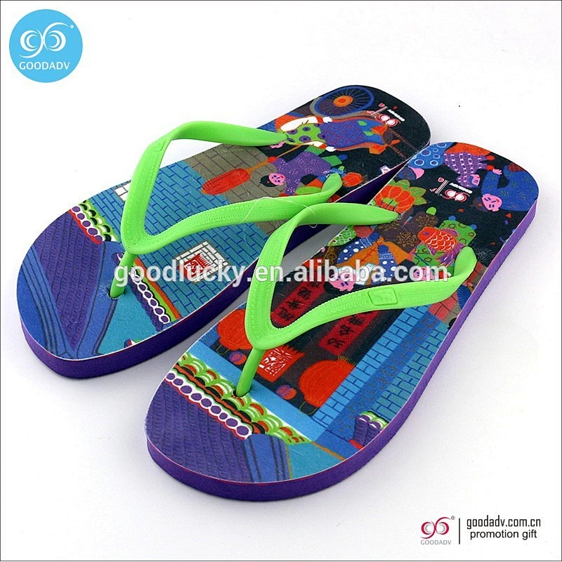 Men's flip flop Retro oil painting personalized men footwear sandal shoes China styles