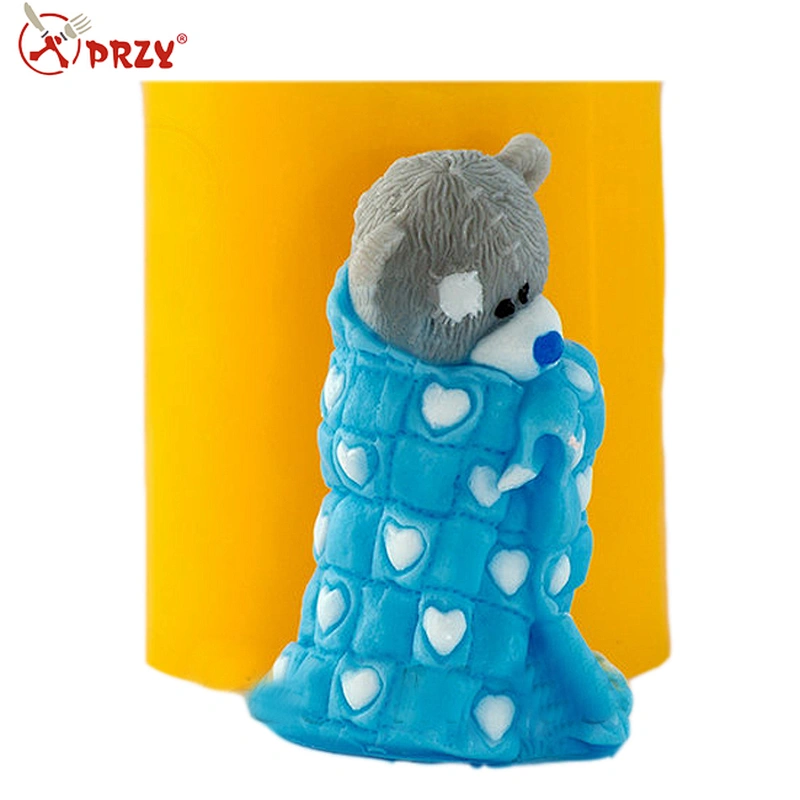 Teddy in the blanket 3d silicone soap mold silicone candle mold silicone molds for soap