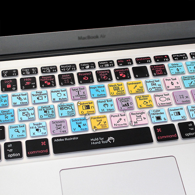 China Supplier Ado be Illustrator AI Hotkeys silicone keyboard skinKeyboard Protector Russian Custom Keyboard Skin For macbook