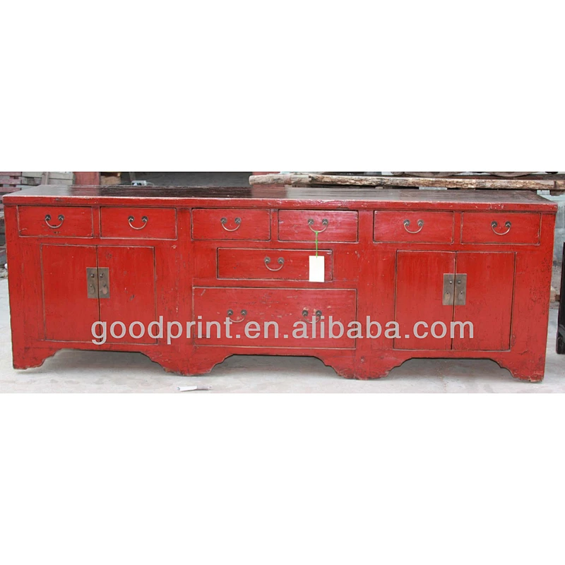 Chinese Antique Red Long Sideboard