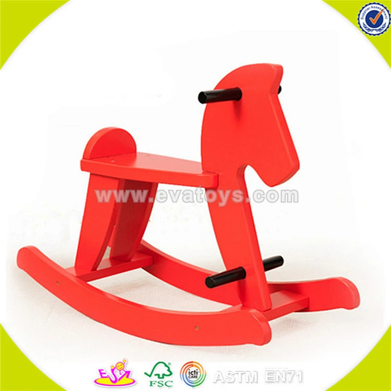 Wholesale popular kids wooden toddler rocking horse high quality wooden rocking horse new fashion baby game W16D019