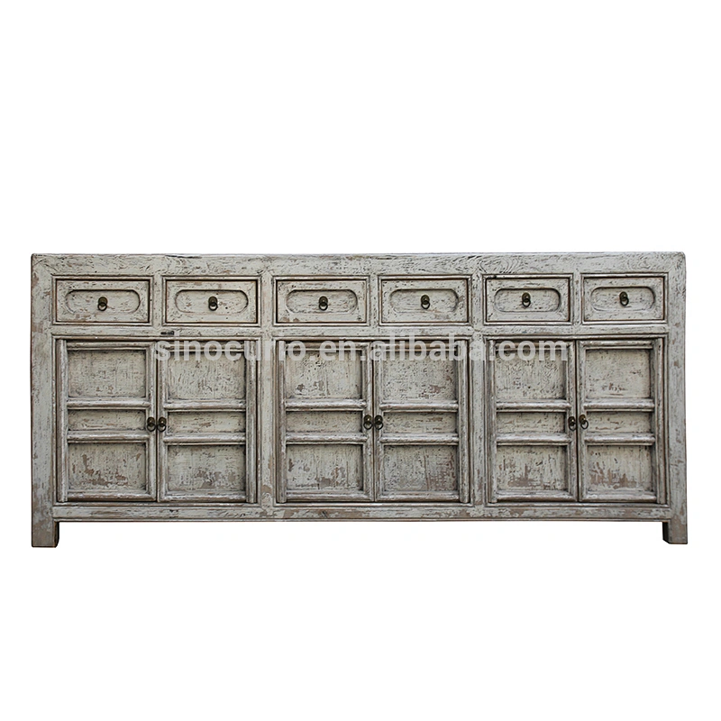 chinese antique lacquer painted furniture Beijing vintage long kitchen cabinet sideboard
