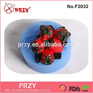 F2032 PRZY strawberry shape silicone fondant mold factory