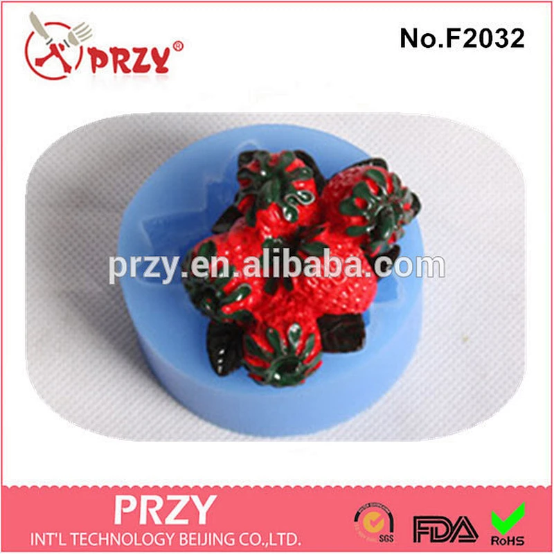F2032 PRZY strawberry shape silicone fondant mold factory