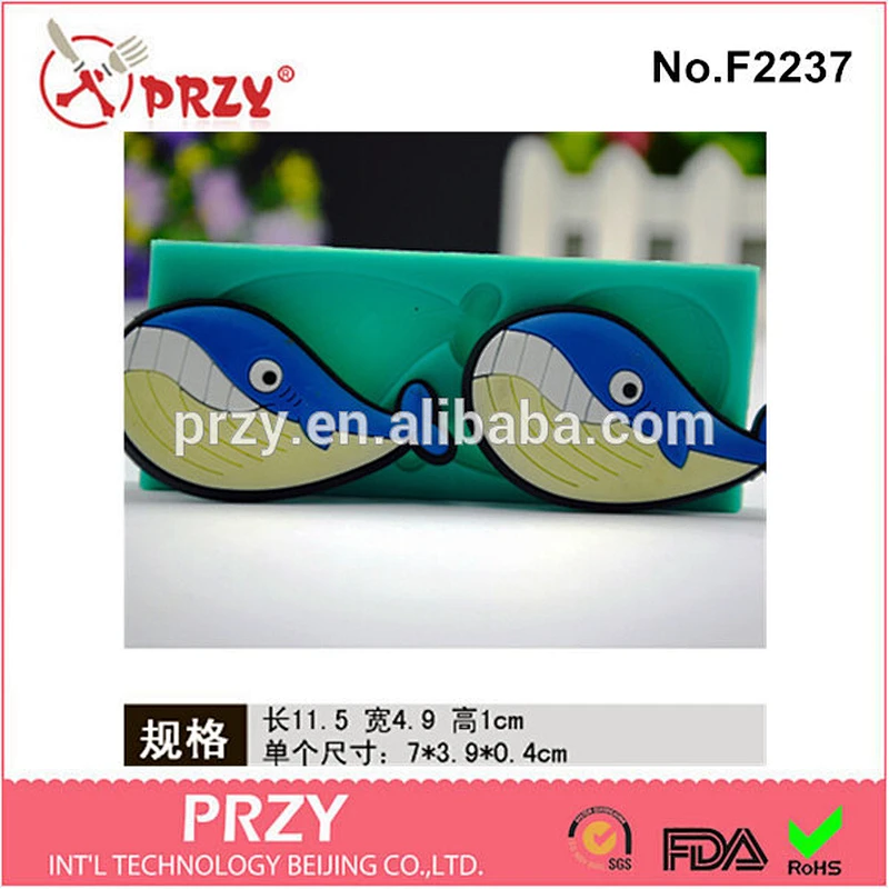 F2237 przy cupcake blue whale silicone mold for fondant
