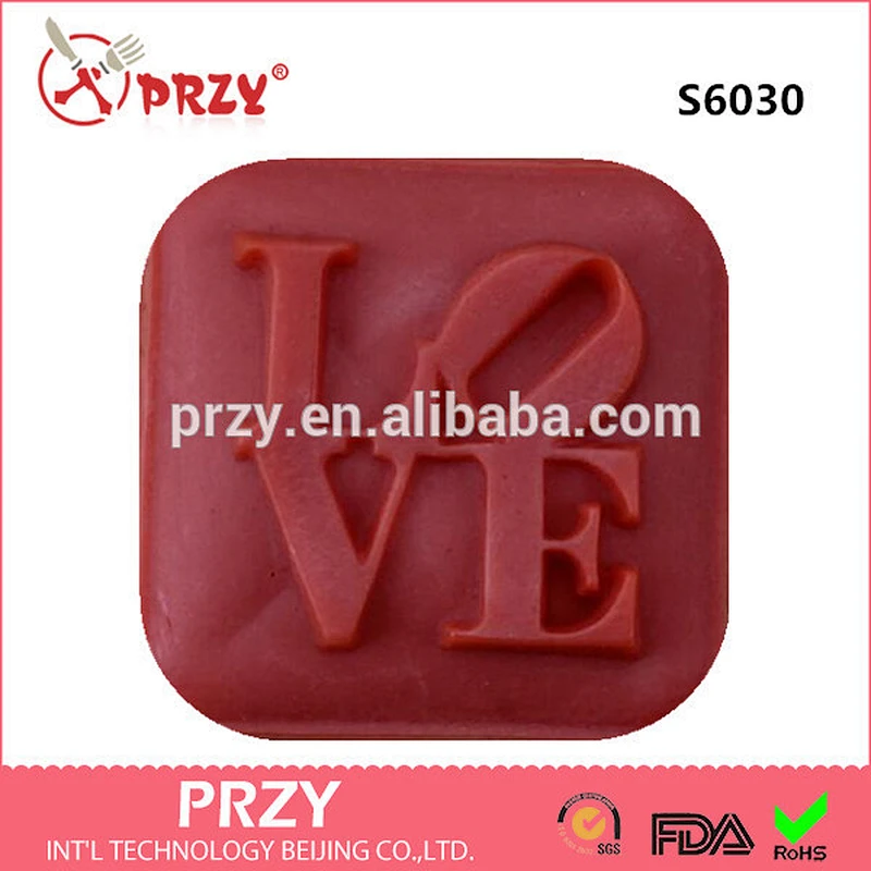 S6030 square shape LOVE silicone soaps mold for sale